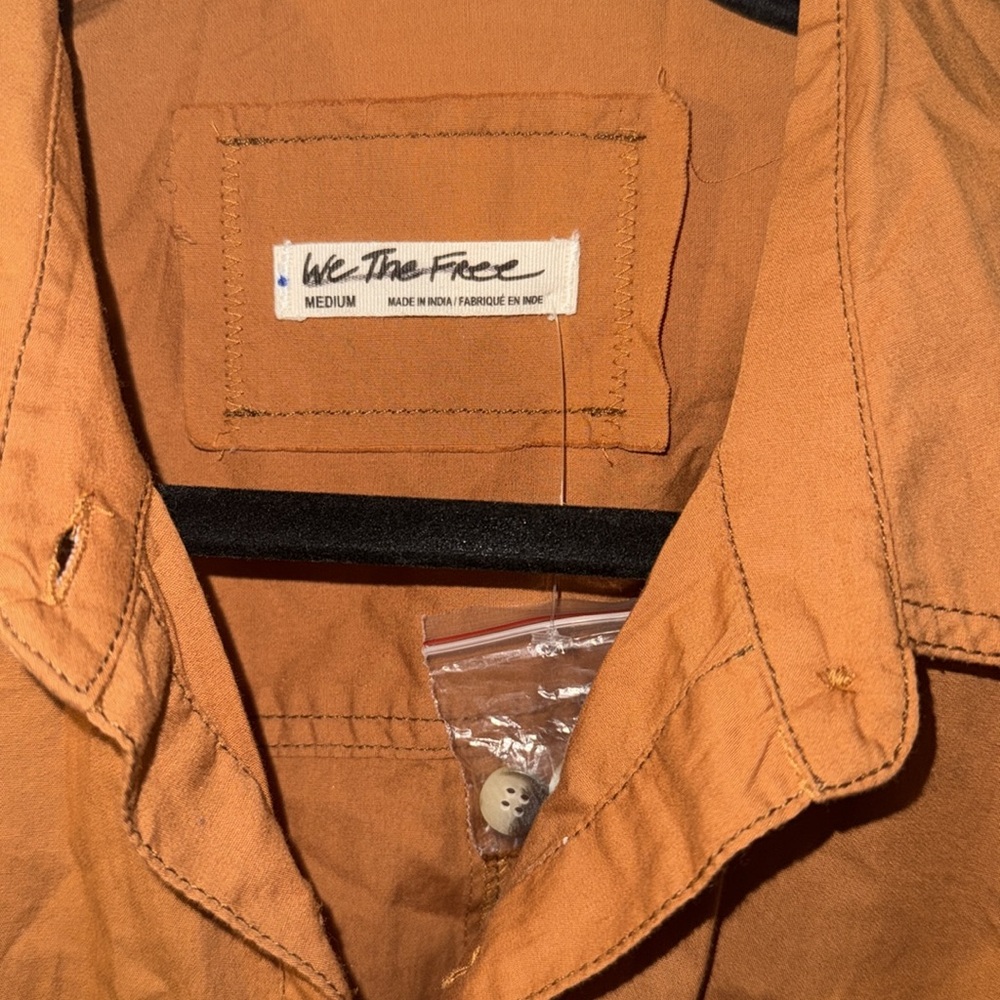 NWOT Free People we the free Happy Hour Solid Poplin Top in a burnt orange brown - Picture 3 of 4